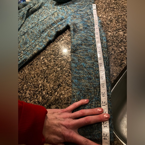 💙💚 Pretty POINT ZERO Turquoise Teal Multi Turtleneck Pullover Sweater - Picture 11 of 14